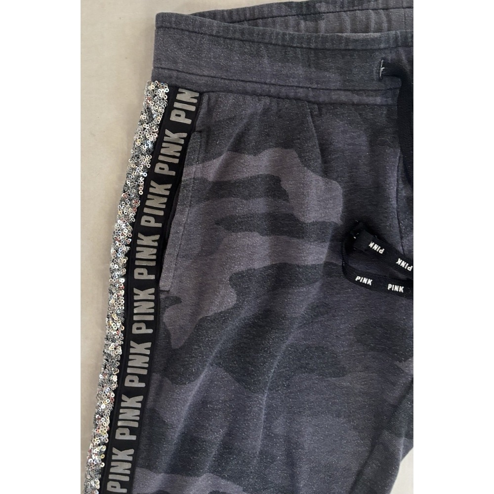 Victoria's Secret PINK CAMO BLING Sequined Stripe Joggers Sweats Sweatpant Small - Picture 6 of 11